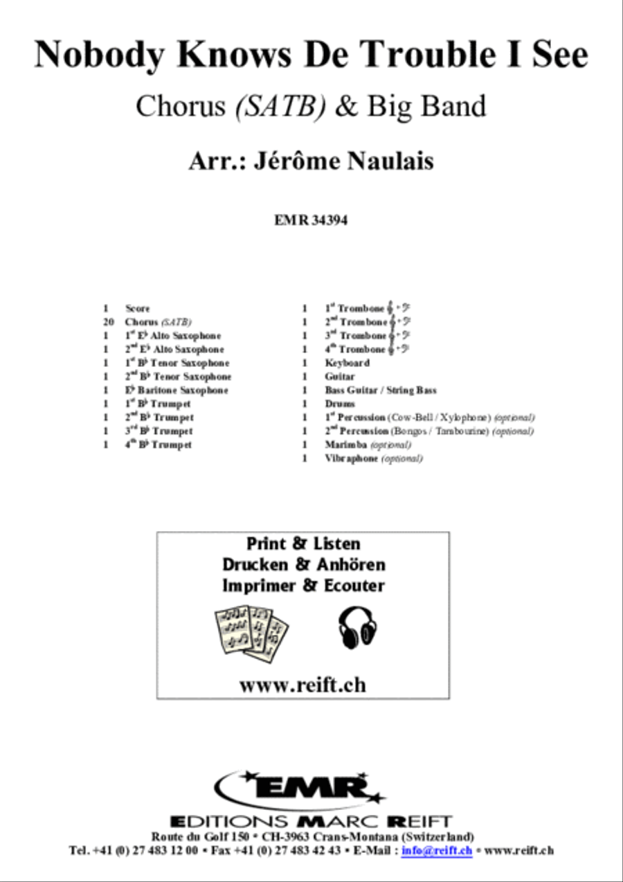 Nobody Knows De Trouble I See 4-Part scores gallery preview page 2