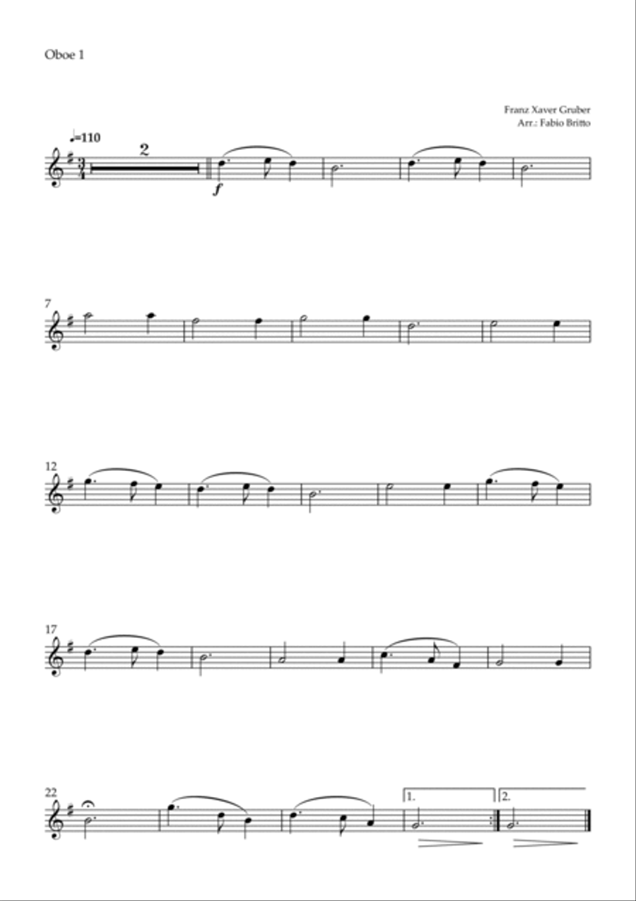 Silent Night (Christmas Song) for Oboe Duo Woodwind Duet scores gallery preview page 2