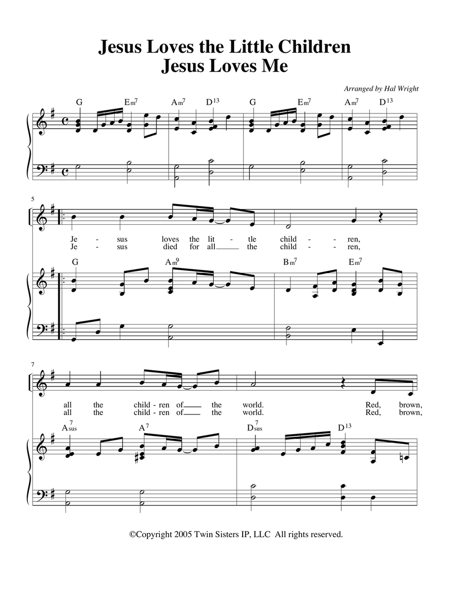 Jesus Loves The Little Children, Jesus Loves Me Piano, Vocal scores gallery preview page 1
