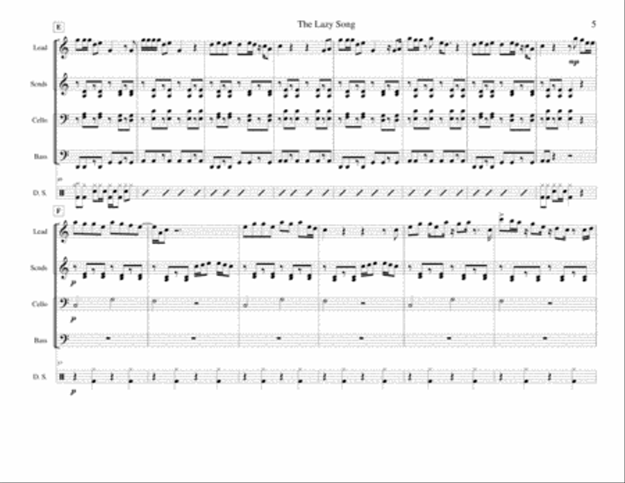 The Lazy Song The Lazy Song Percussion Ensemble scores gallery preview page 5