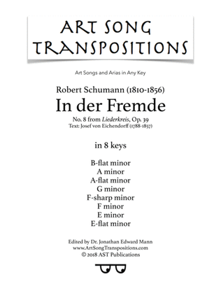 Book cover for SCHUMANN: In der Fremde, Op. 39 no. 8 (in 8 keys: B-flat, A, A-flat, G, F-sharp, F, E, E-flat minor)