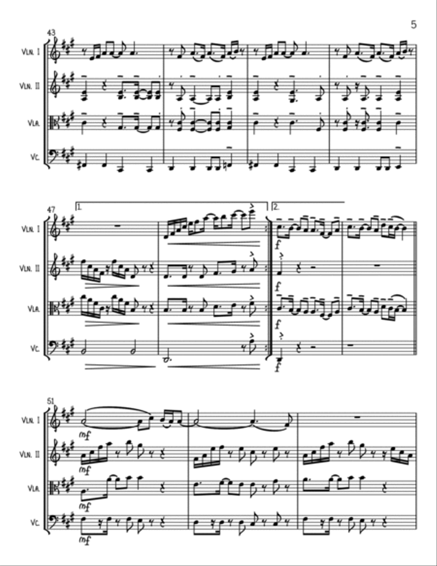 Rather Be String Quartet scores gallery preview page 5
