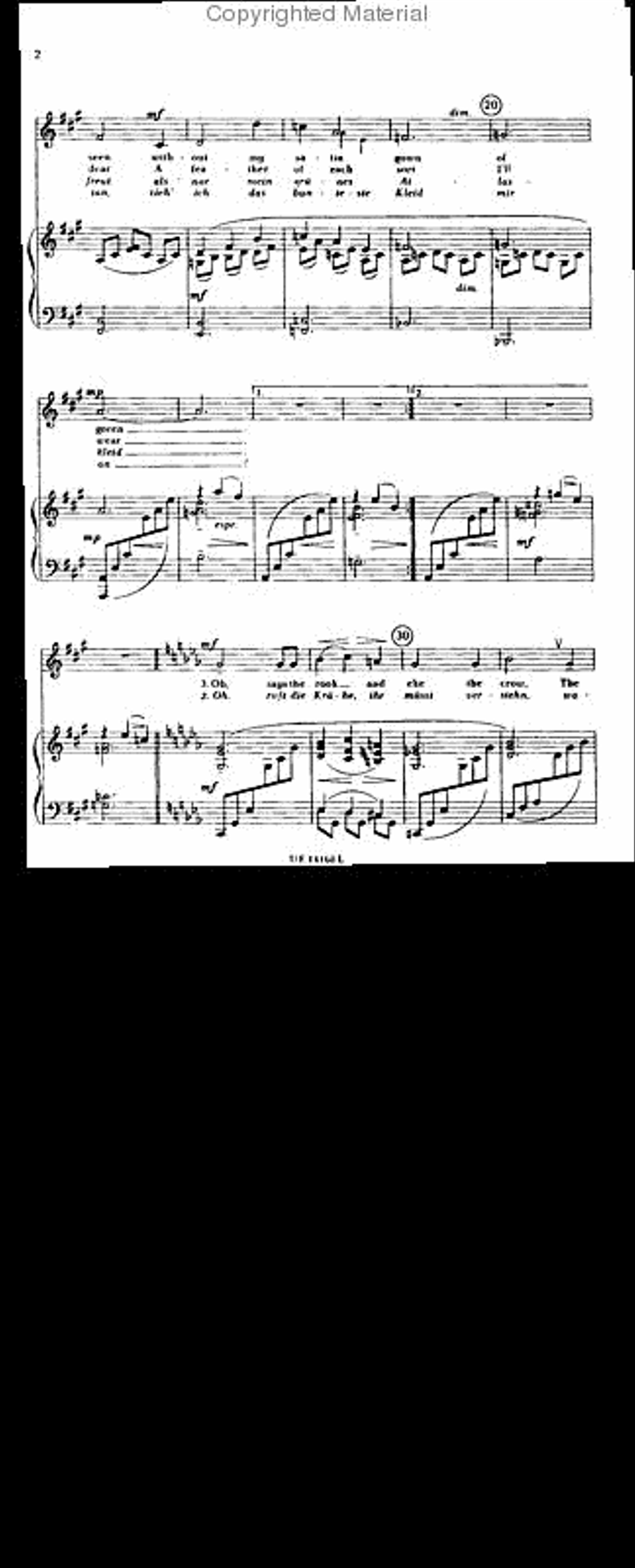 Aviary, Vocal Score