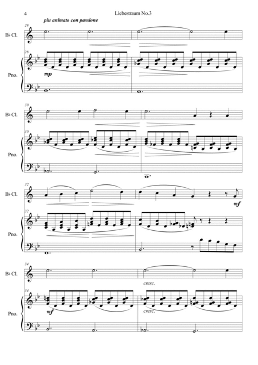 Liebestraum, S.541 No.3 in G Clarinet Solo scores gallery preview page 4
