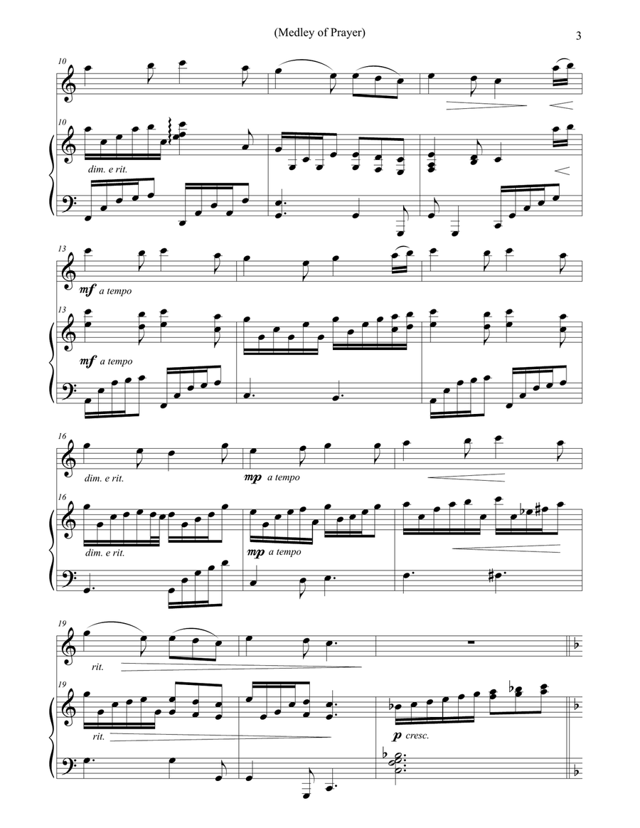 Medley of Prayer (Sweet Hour of Prayer/Take Time to be Holy) - VIOLIN Violin Solo scores gallery preview page 3