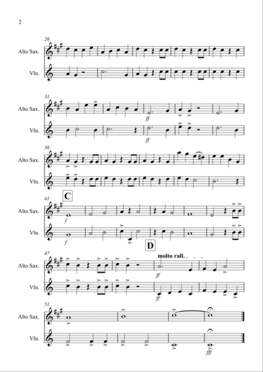 Hallelujah Chorus for Alto Saxophone and Violin Duet Alto Saxophone scores gallery preview page 2