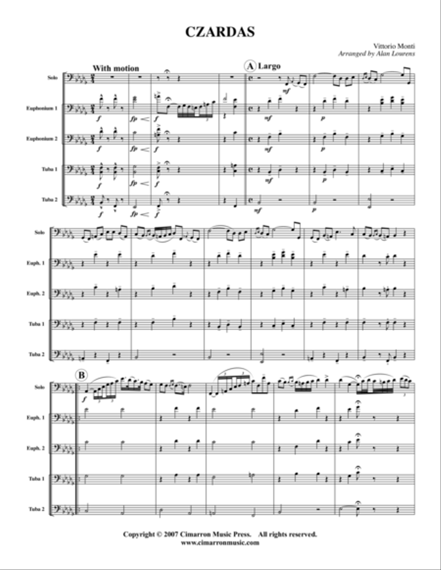 Czardas Tuba Quartet scores gallery preview page 1
