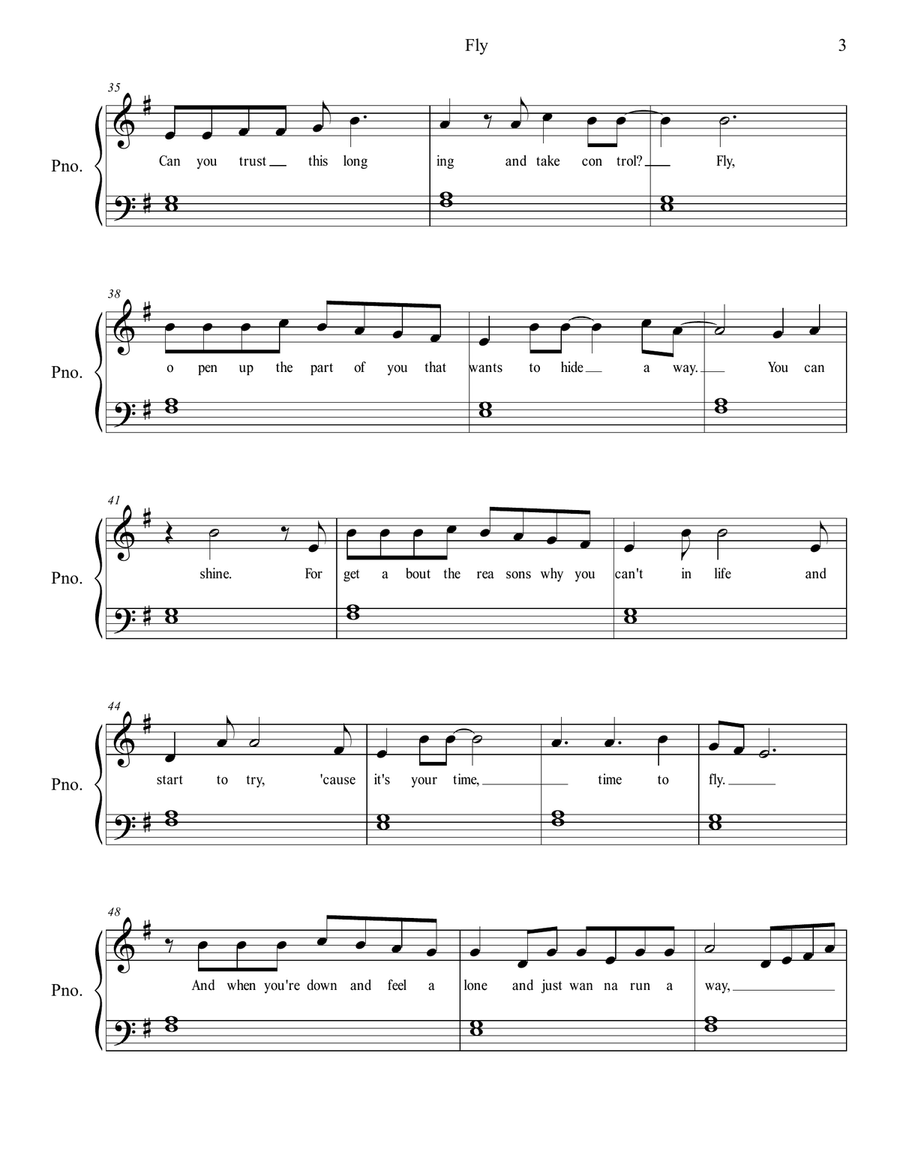 Fly Fly Easy Piano scores gallery preview page 3