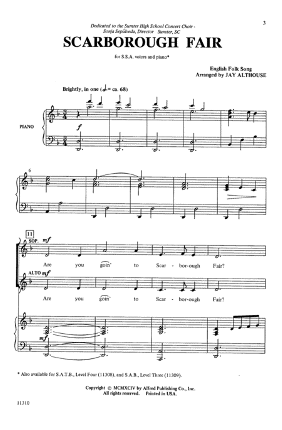 Scarborough Fair Scarborough Fair Choir scores gallery preview page 1
