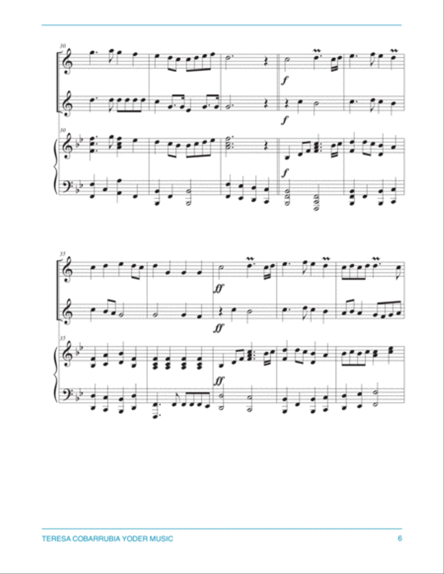 Trumpet Voluntaire - The Prince of Denmark's March for 2 trumpets and piano by Teresa Cobarrubia Yod Trumpet Duet scores gallery preview page 6