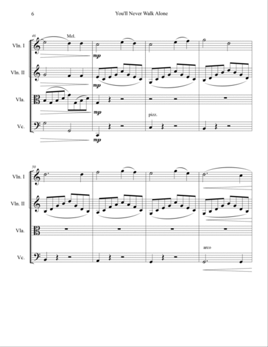 You'll Never Walk Alone You'll Never Walk Alone String Quartet scores gallery preview page 6