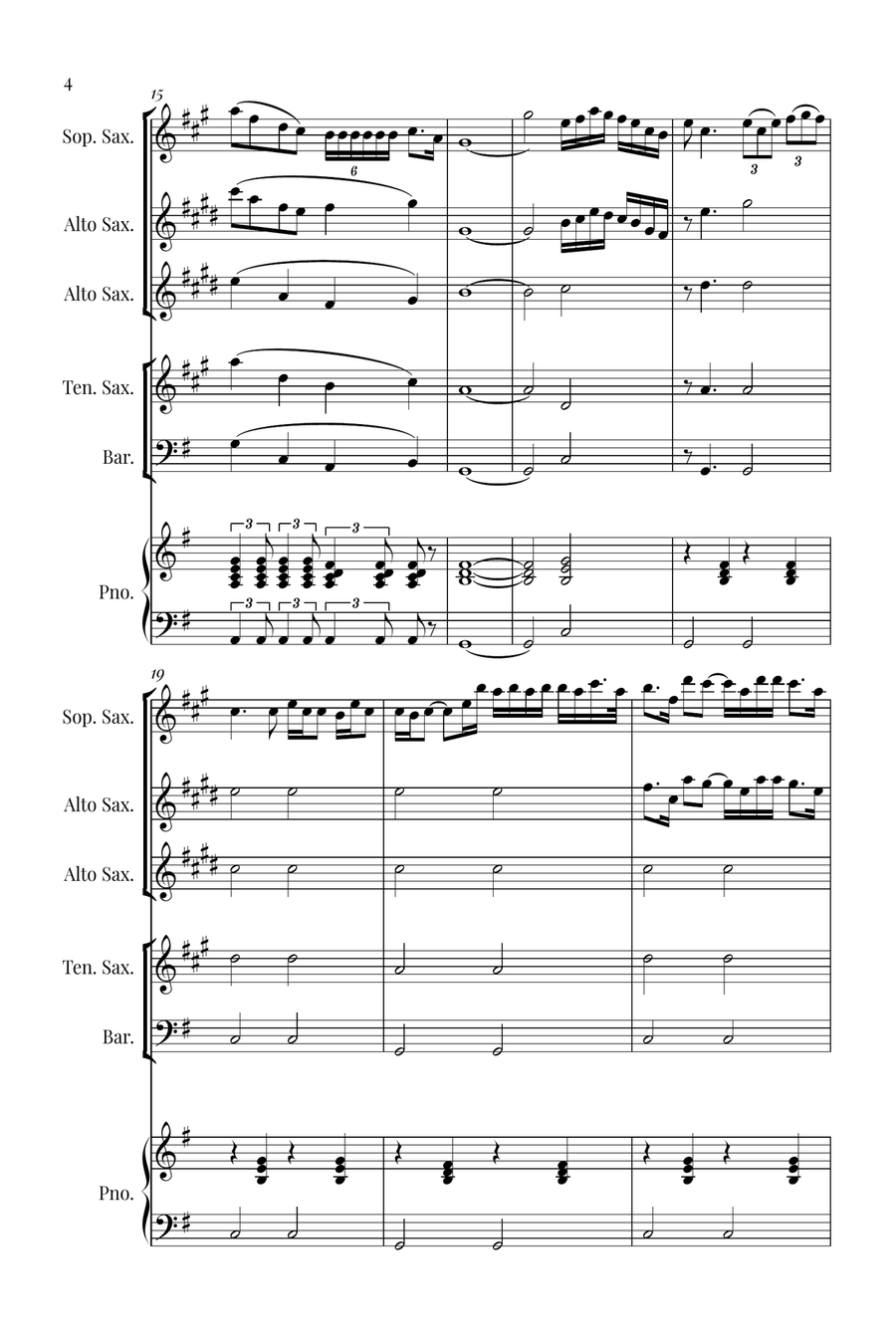 Die With A Smile Saxophone Quintet scores gallery preview page 4
