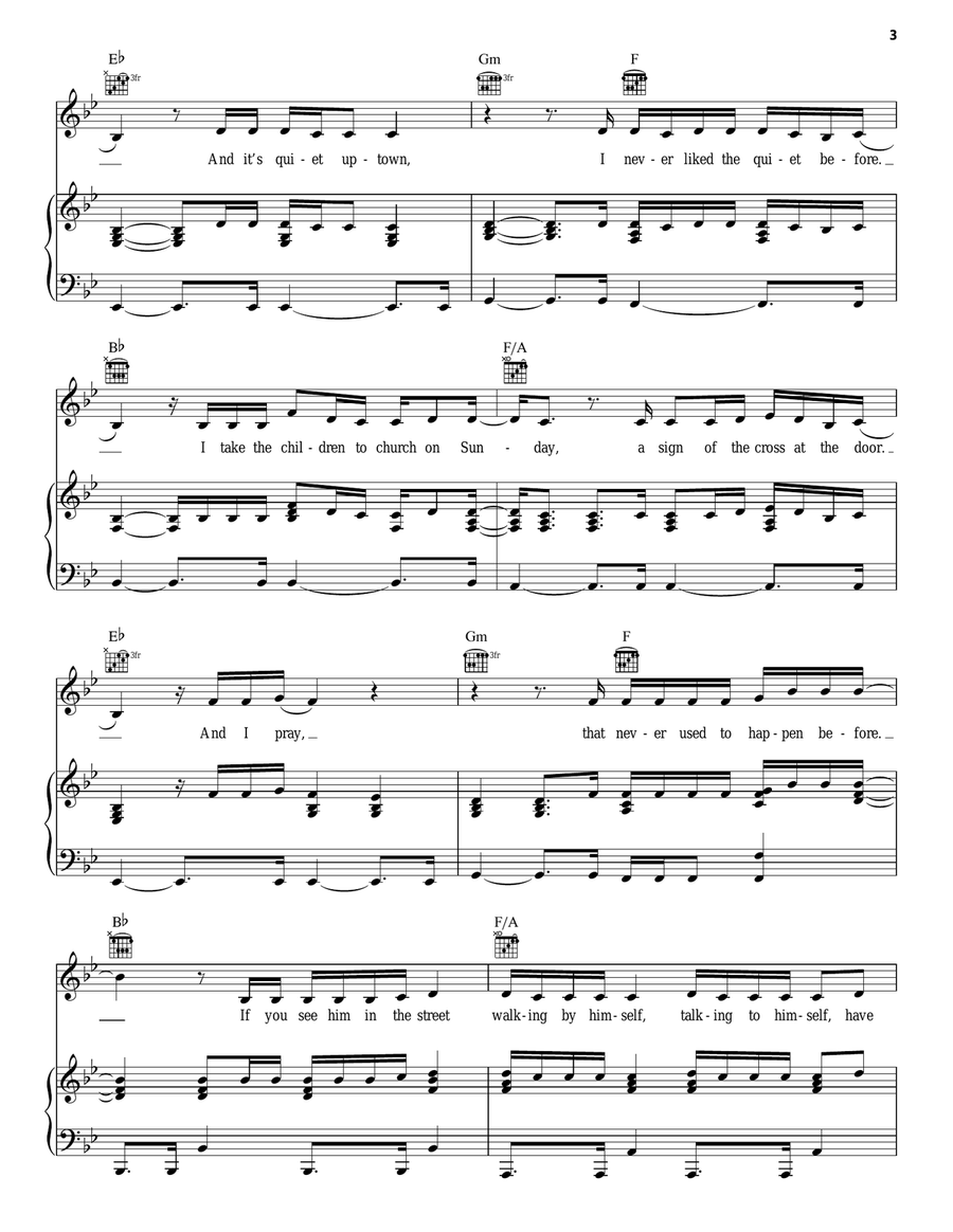 It's Quiet Uptown Piano, Vocal, Guitar scores gallery preview page 3
