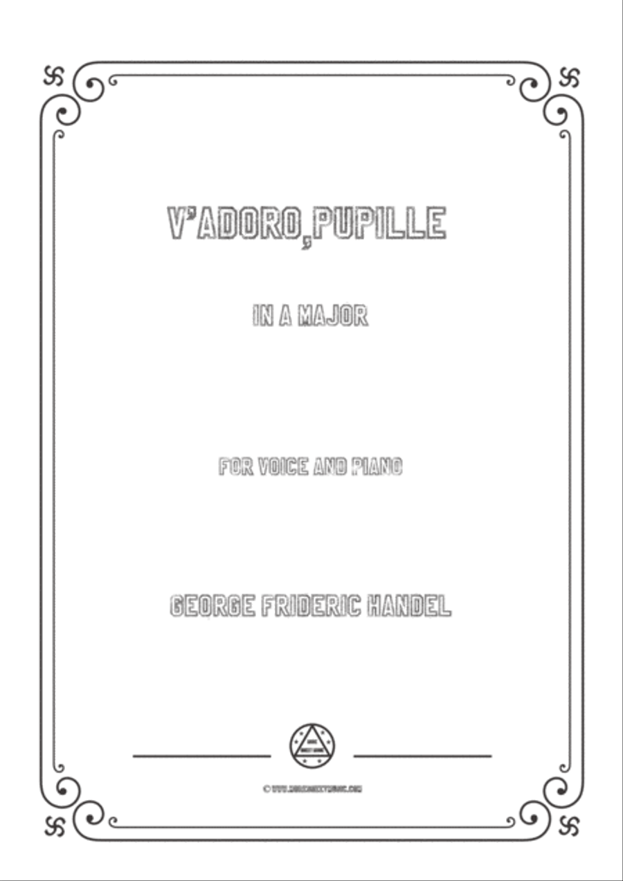 Handel-V'adoro,pupille in A Major,for Voice and Piano Voice Solo scores gallery preview page 1