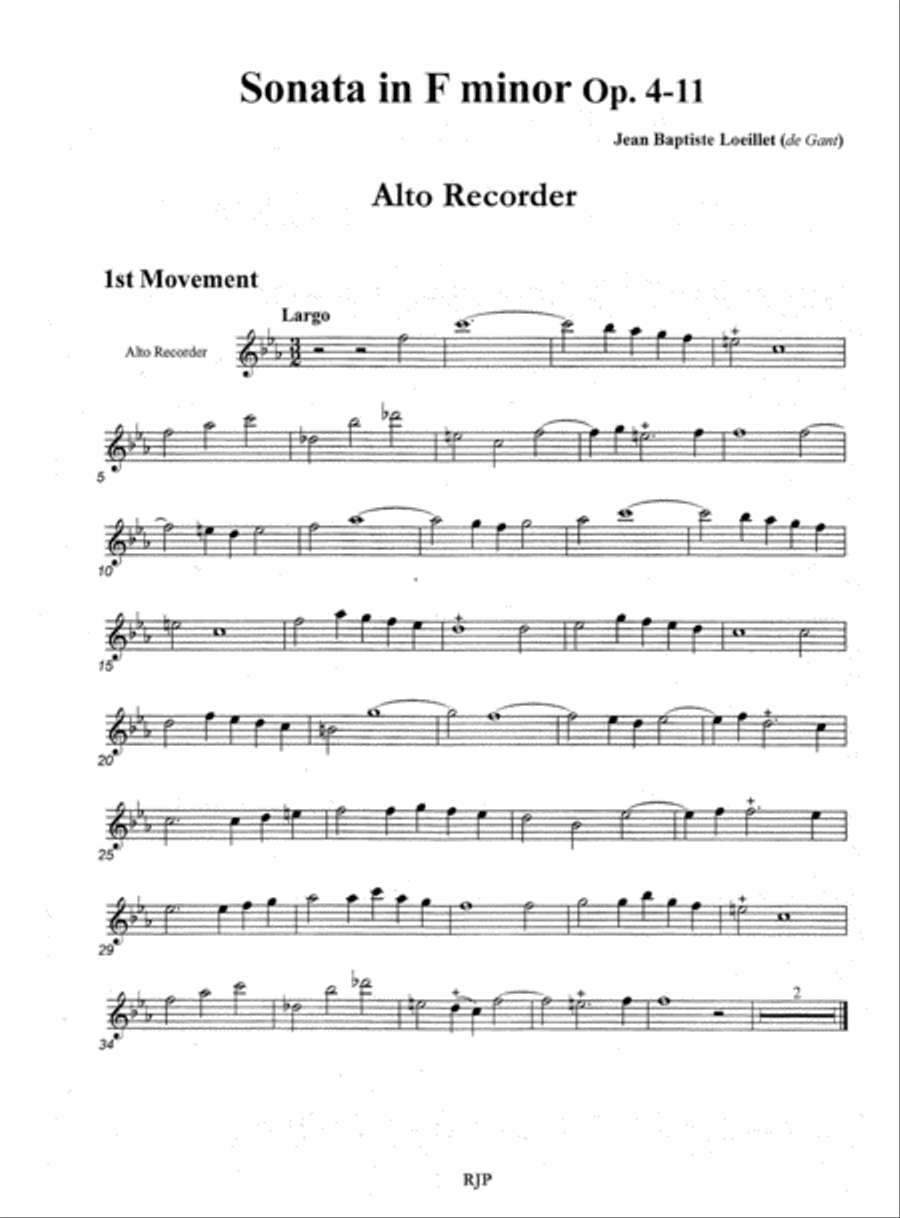 Sonata F minor, Op. 4-11 Alto Recorder scores gallery preview page 3