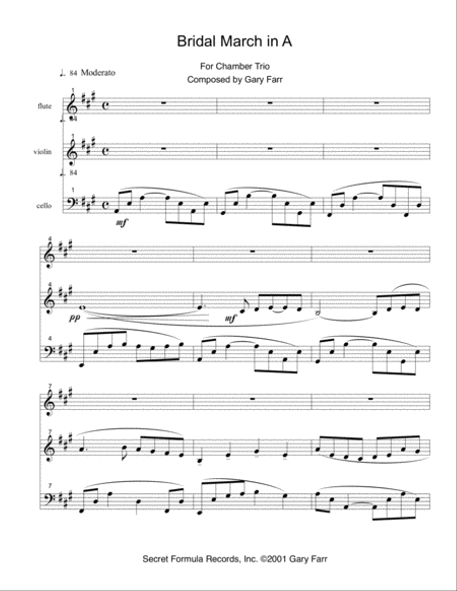 Bridal March in A (for Chamber Trio) Small Ensemble scores gallery preview page 1