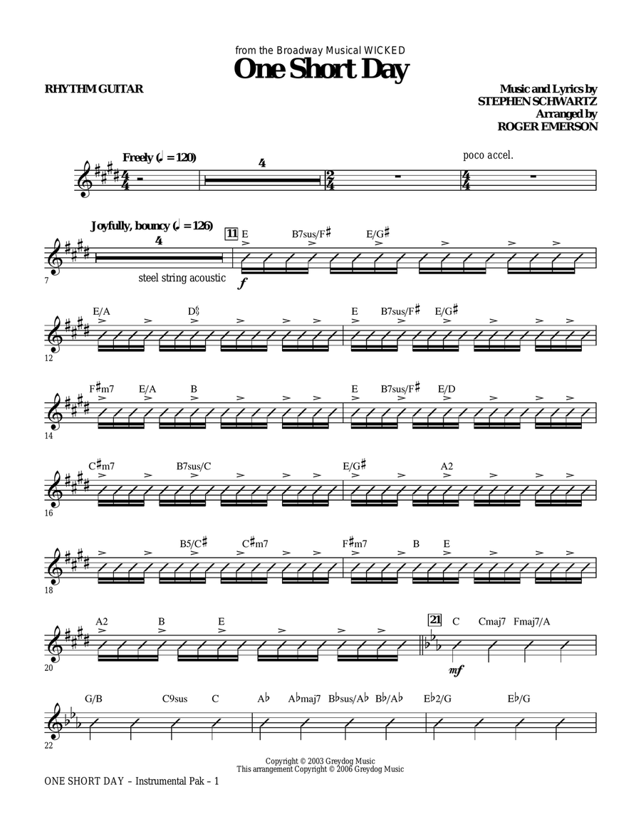 One Short Day - Rhythm One Short Day - Rhythm Choir scores gallery preview page 1