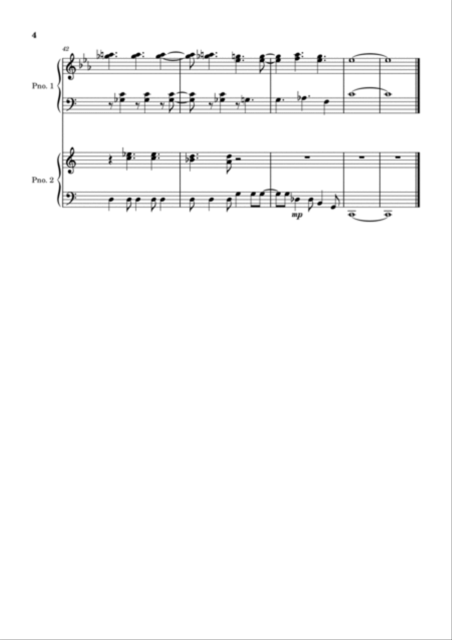 Bridge of Reflections - Movement 2 Andante 2 Pianos, 4-Hands scores gallery preview page 4