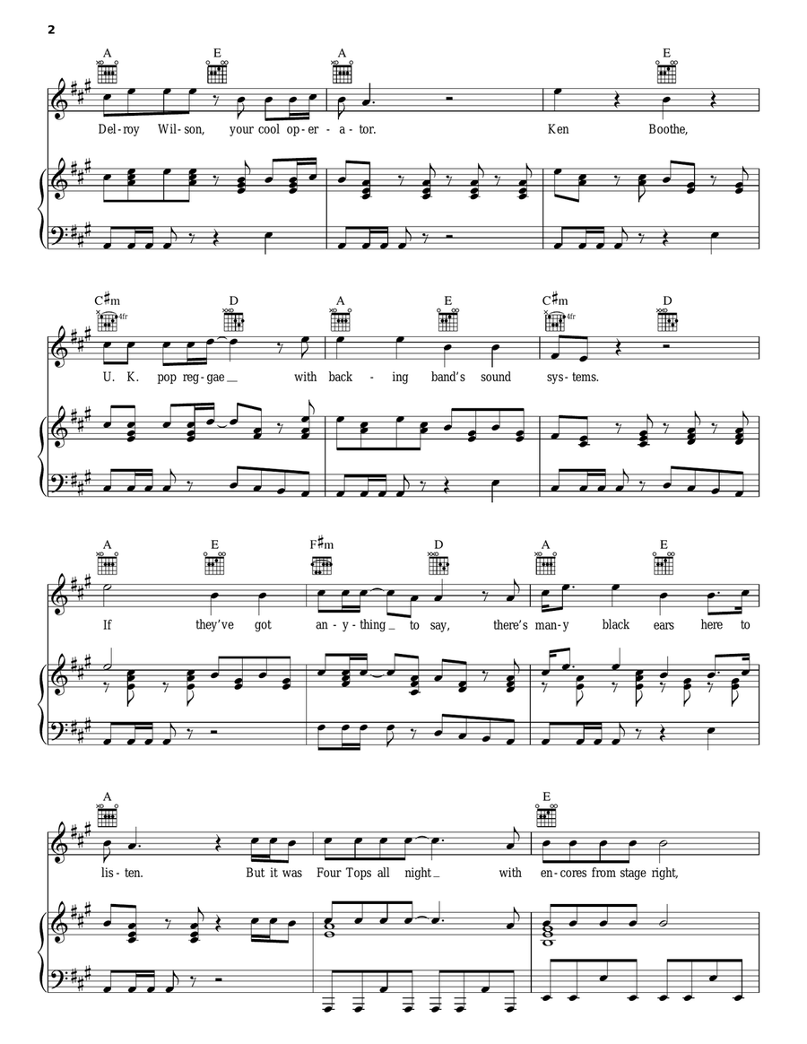 (White Man) In Hammersmith Palais Piano, Vocal, Guitar scores gallery preview page 2