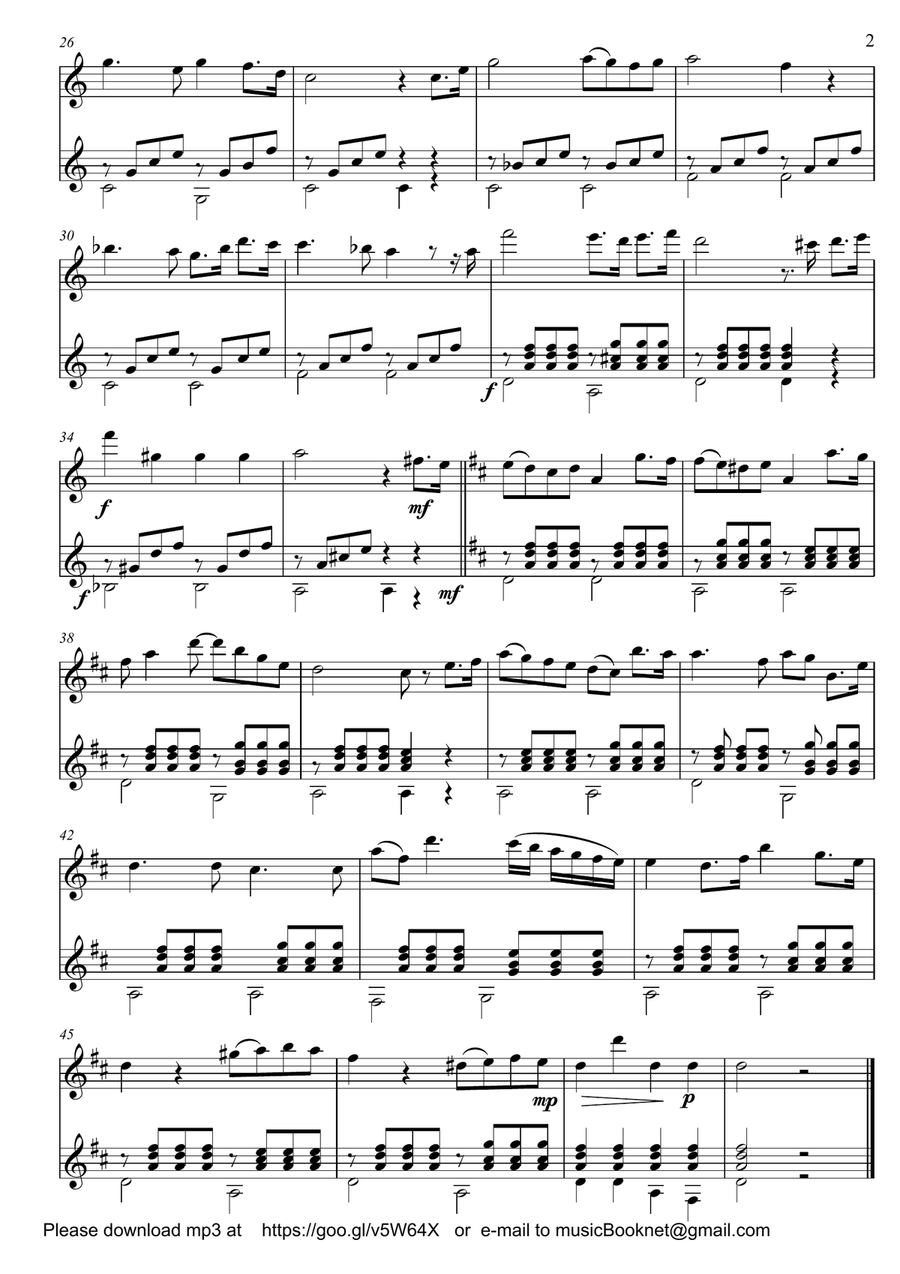 Easy Flute Guitar duets by Giuliani 74-5 Flute scores gallery preview page 2