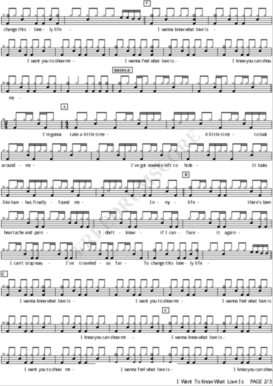 I Want To Know What Love Is Drum Set scores gallery preview page 2