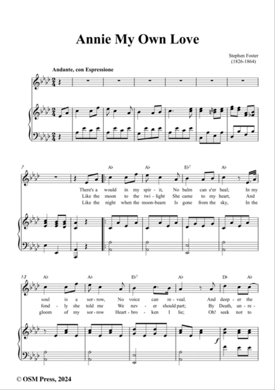 S. Foster-Annie My Own Love,in A flat Major Voice scores gallery preview page 2