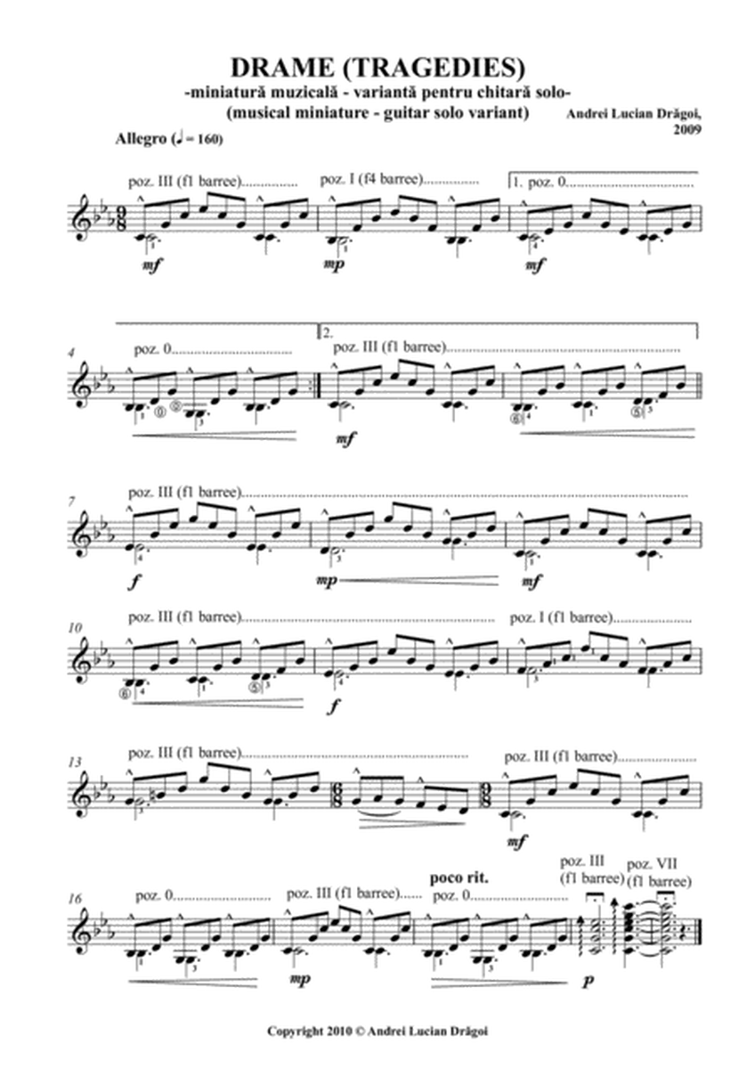 Drame (Tragedies) – miniatură muzicală (musical miniature), variantă chitară solo pentru înce image number null