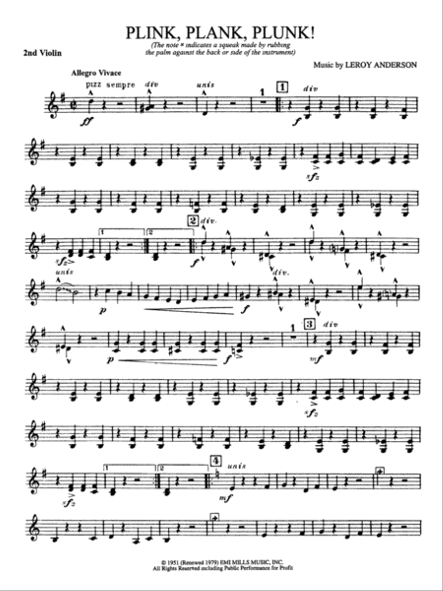 Plink, Plank, Plunk!: 2nd Violin String Orchestra scores gallery preview page 1