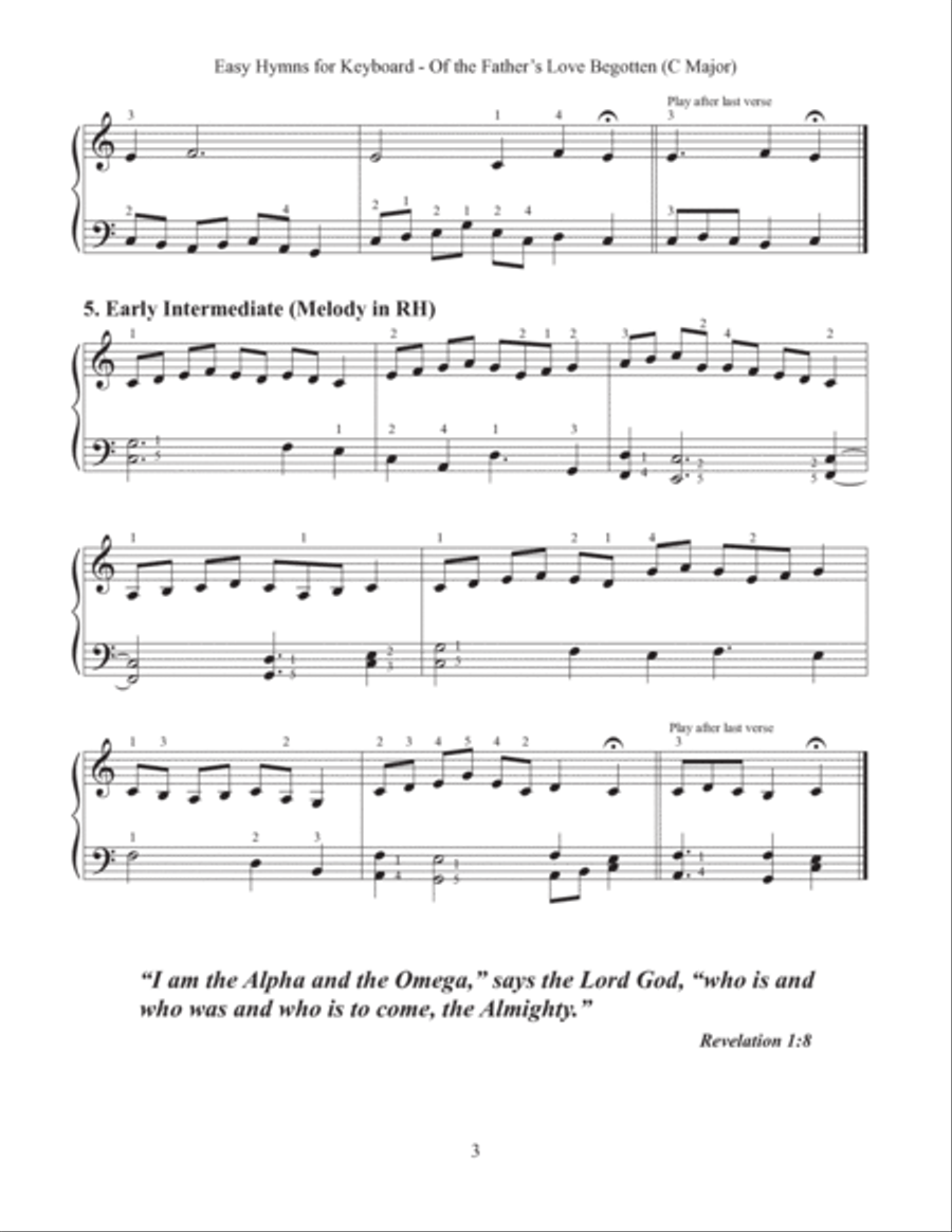 Of the Father's Love Begotten (Easy Hymns for Keyboard) Piano Method scores gallery preview page 5