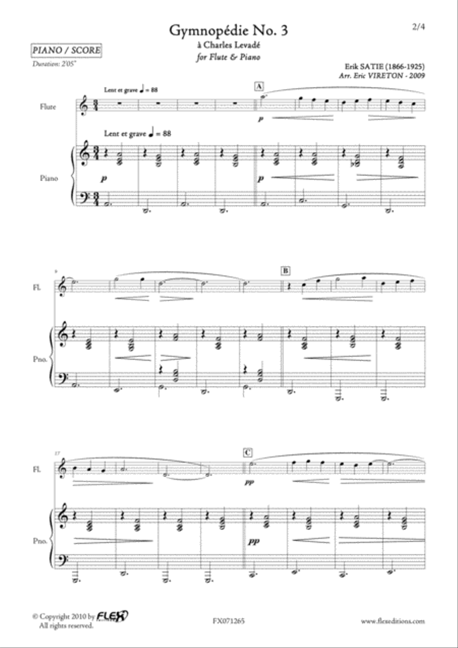 Gymnopedie No. 3 Flute Solo scores gallery preview page 2