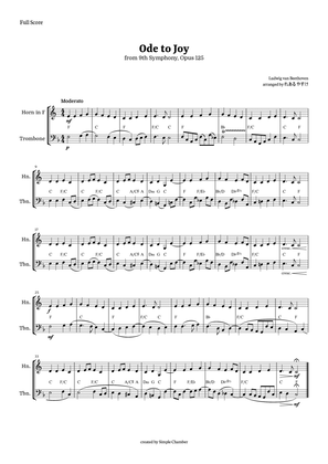 Ode to Joy for Horn in F and Trombone by Beethoven Opus 125