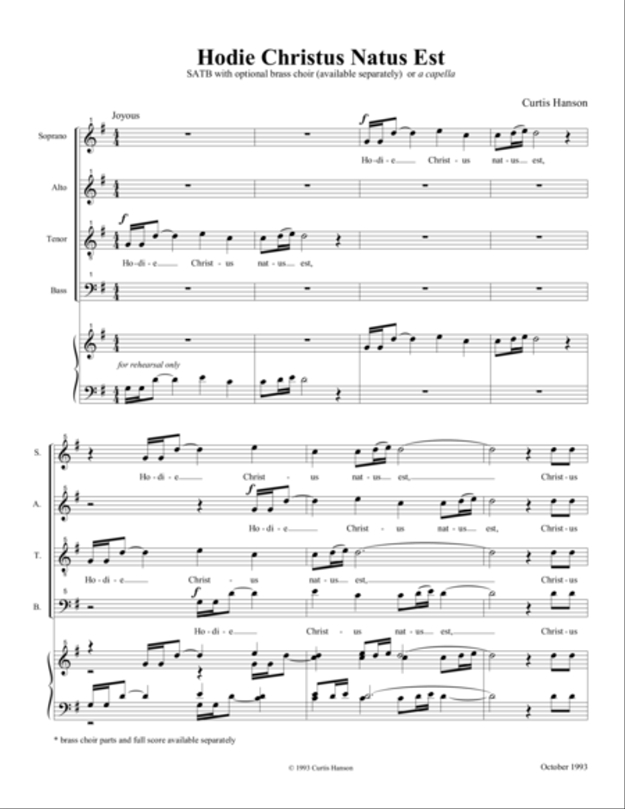 Hodie Christus Natus Est (SATB divisi) Divisi scores gallery preview page 1
