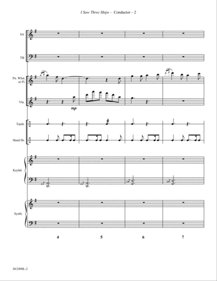 I Saw Three Ships - Instrumental Ensemble Score and Parts Flute scores gallery preview page 3