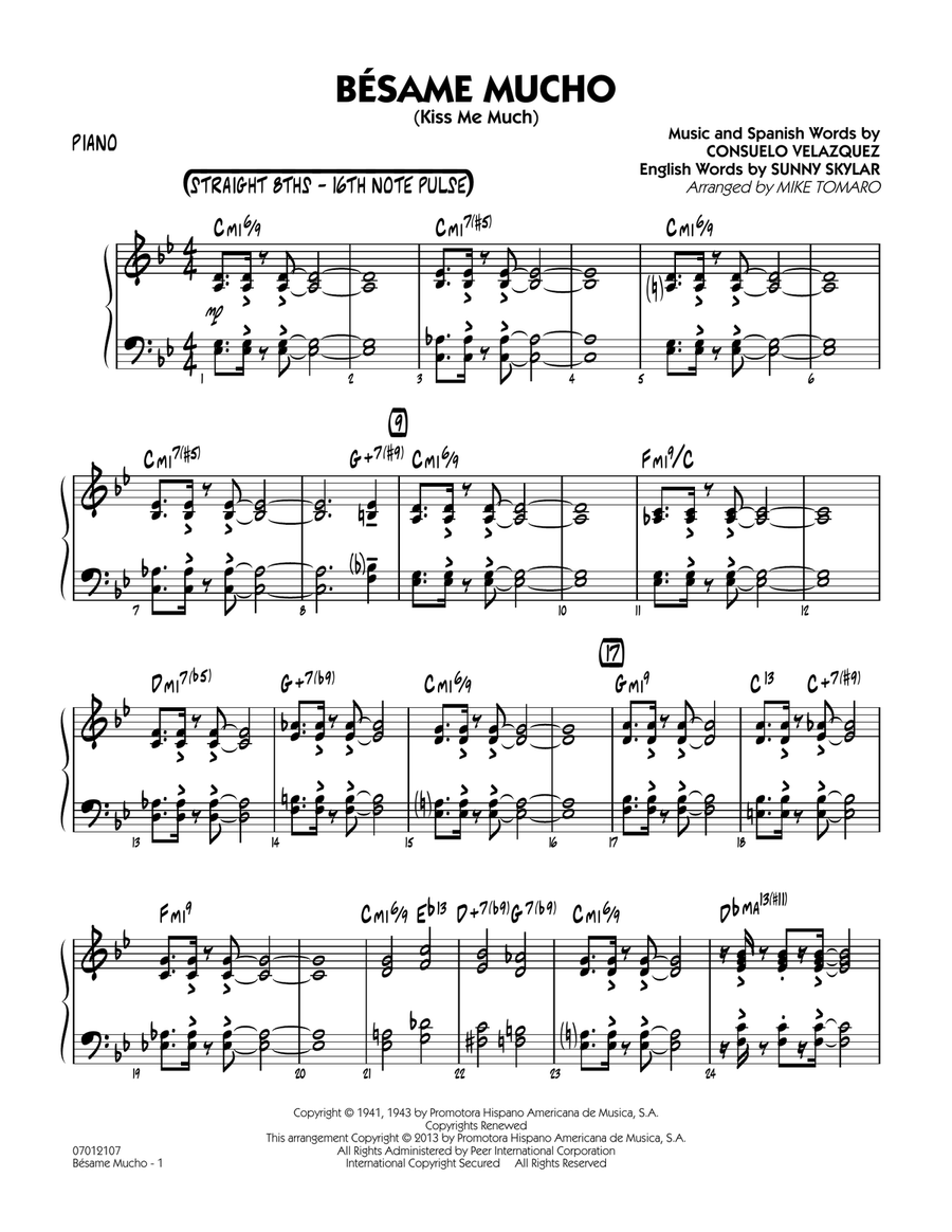 Besame Mucho (Kiss Me Much) - Piano Jazz Ensemble scores gallery preview page 1
