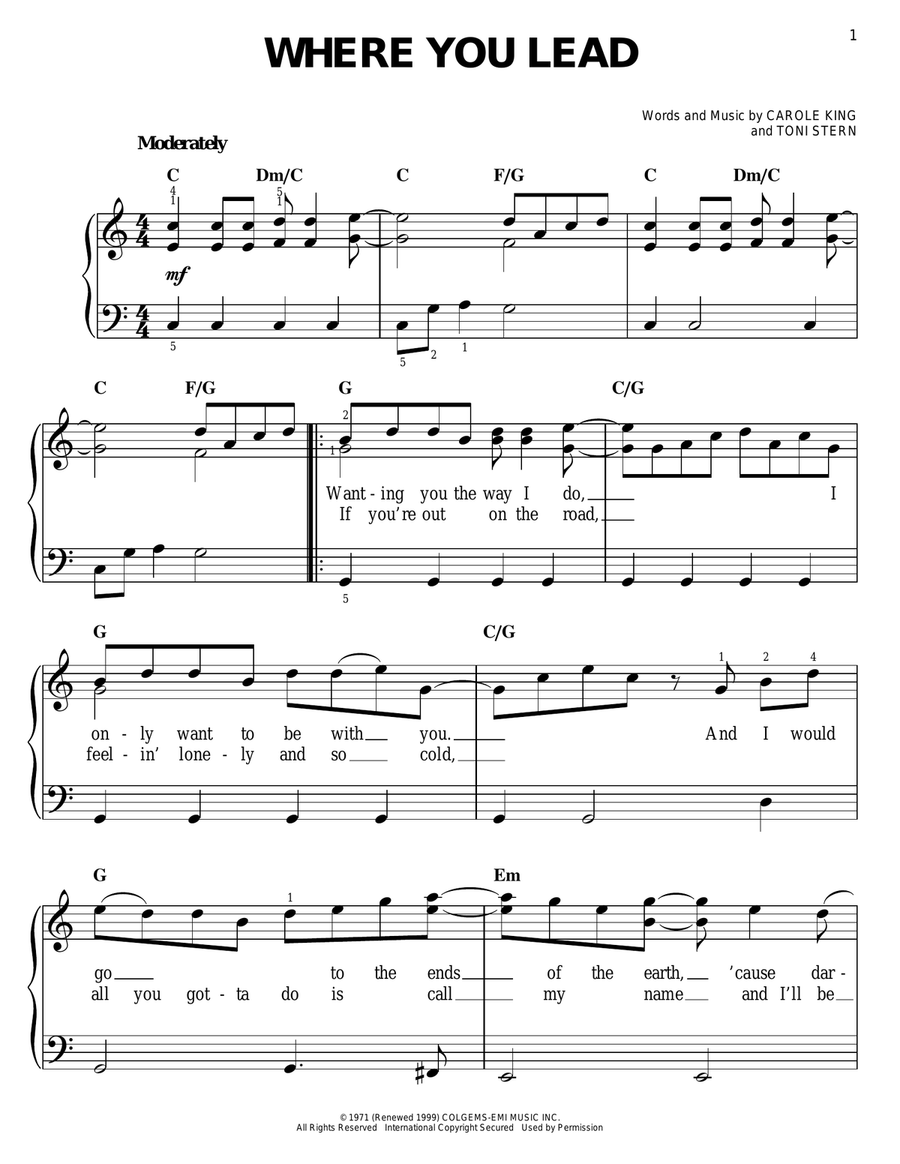 Where You Lead Where You Lead Easy Piano scores gallery preview page 1