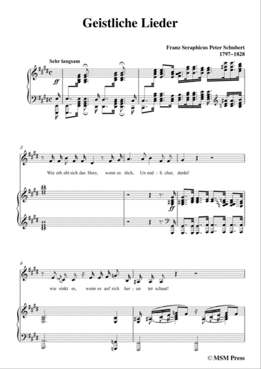 Schubert-Geistliche Lieder,in E Major,for Voice&Piano Voice scores gallery preview page 3