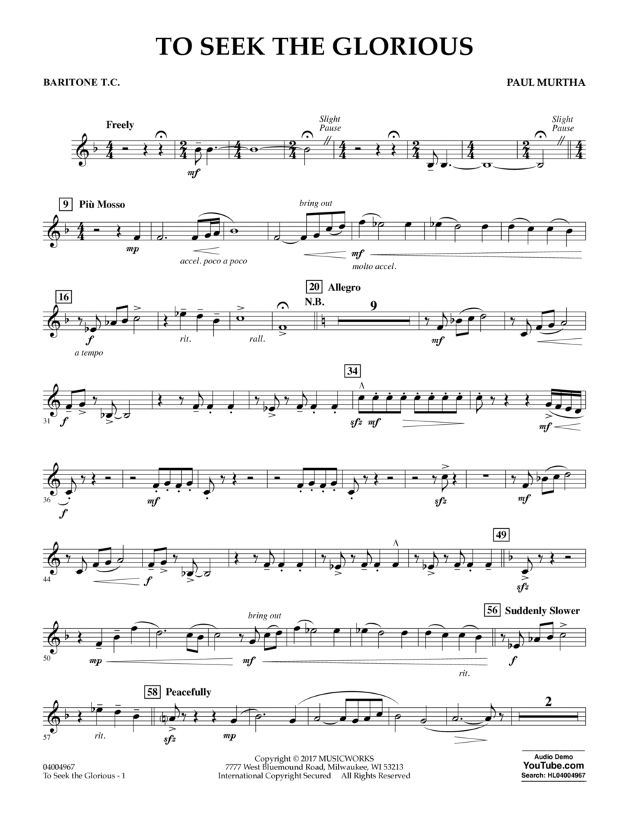 To Seek the Glorious - Baritone T.C. Baritone Horn TC scores gallery preview page 1