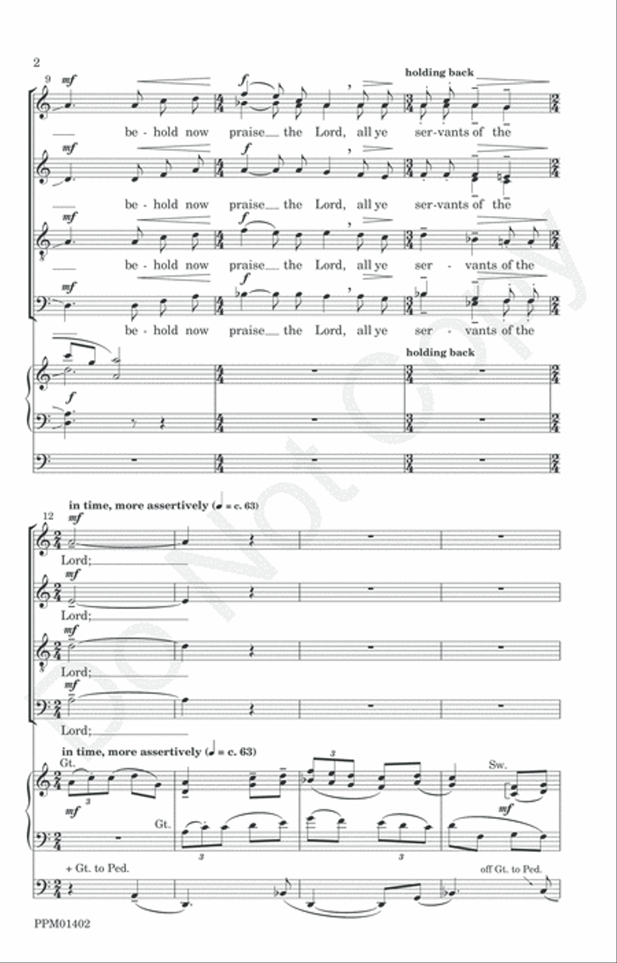 Behold Now, Praise the Lord 4-Part scores gallery preview page 5