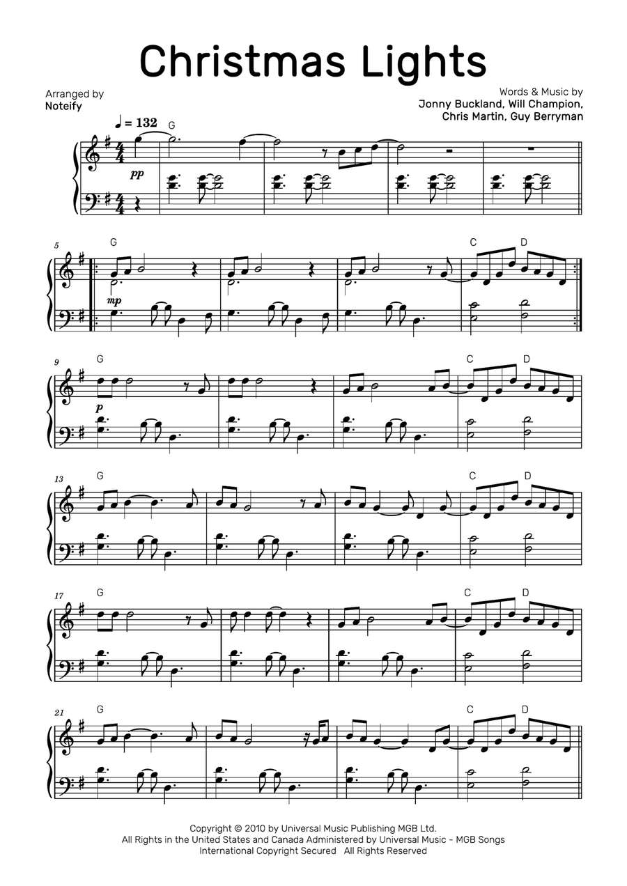 Christmas Lights Piano Solo scores gallery preview page 1
