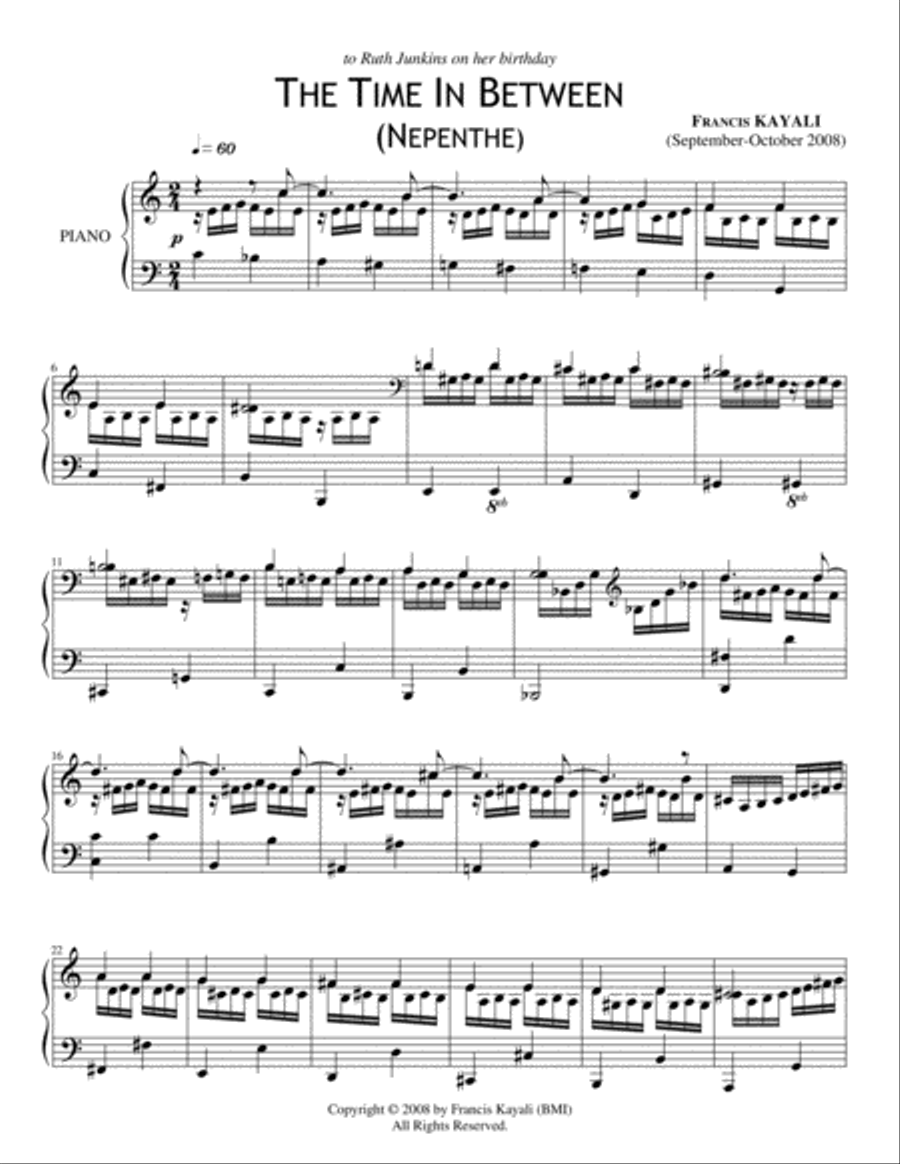 The Time in Between - Piano Solo Piano Solo scores gallery preview page 1