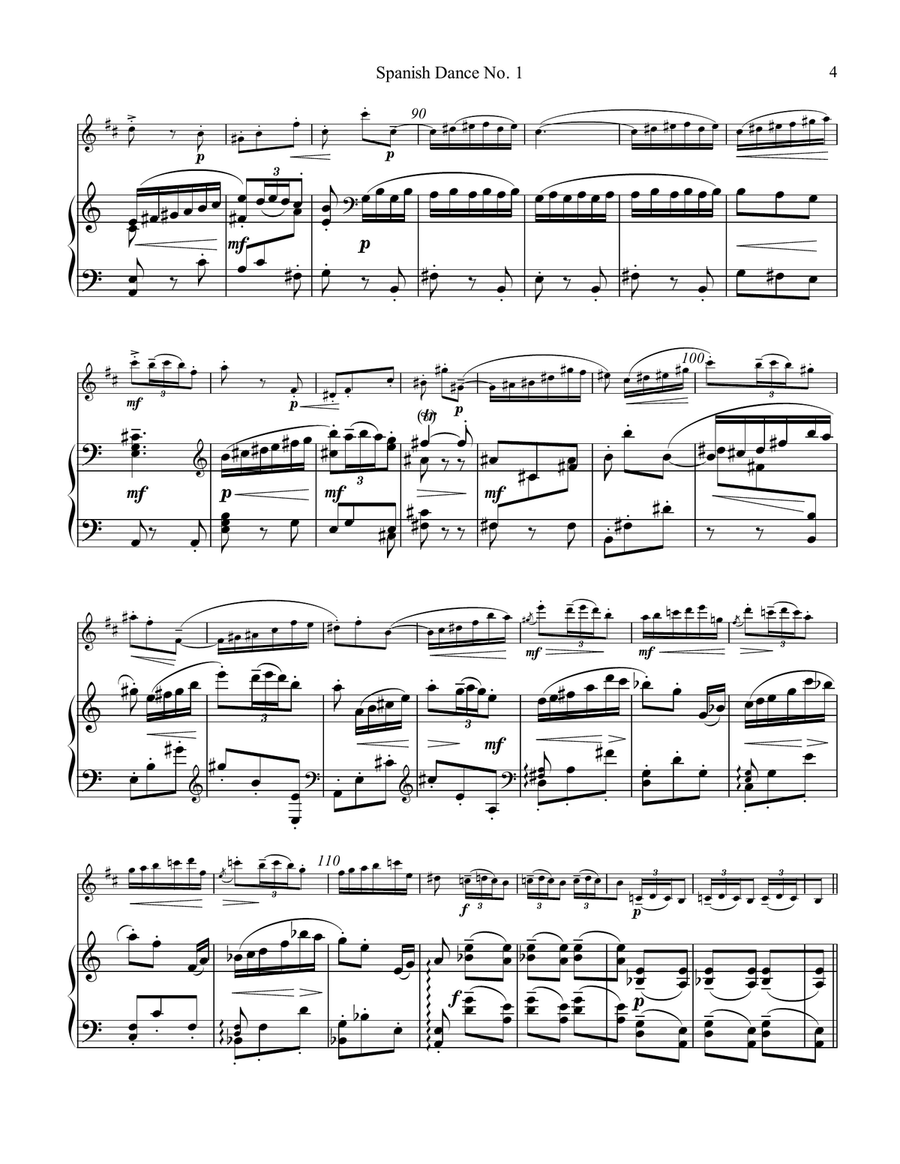 Spanish Dance No. 1, Danza from La vida breve for clarinet in Bb and piano B-Flat Clarinet scores gallery preview page 5