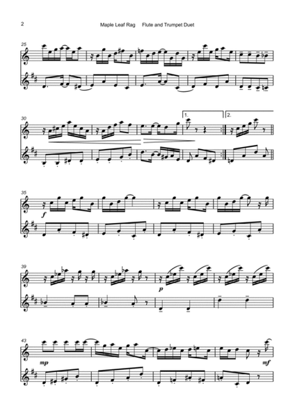 Maple Leaf Rag, by Scott Joplin, Flute and Trumpet Duet