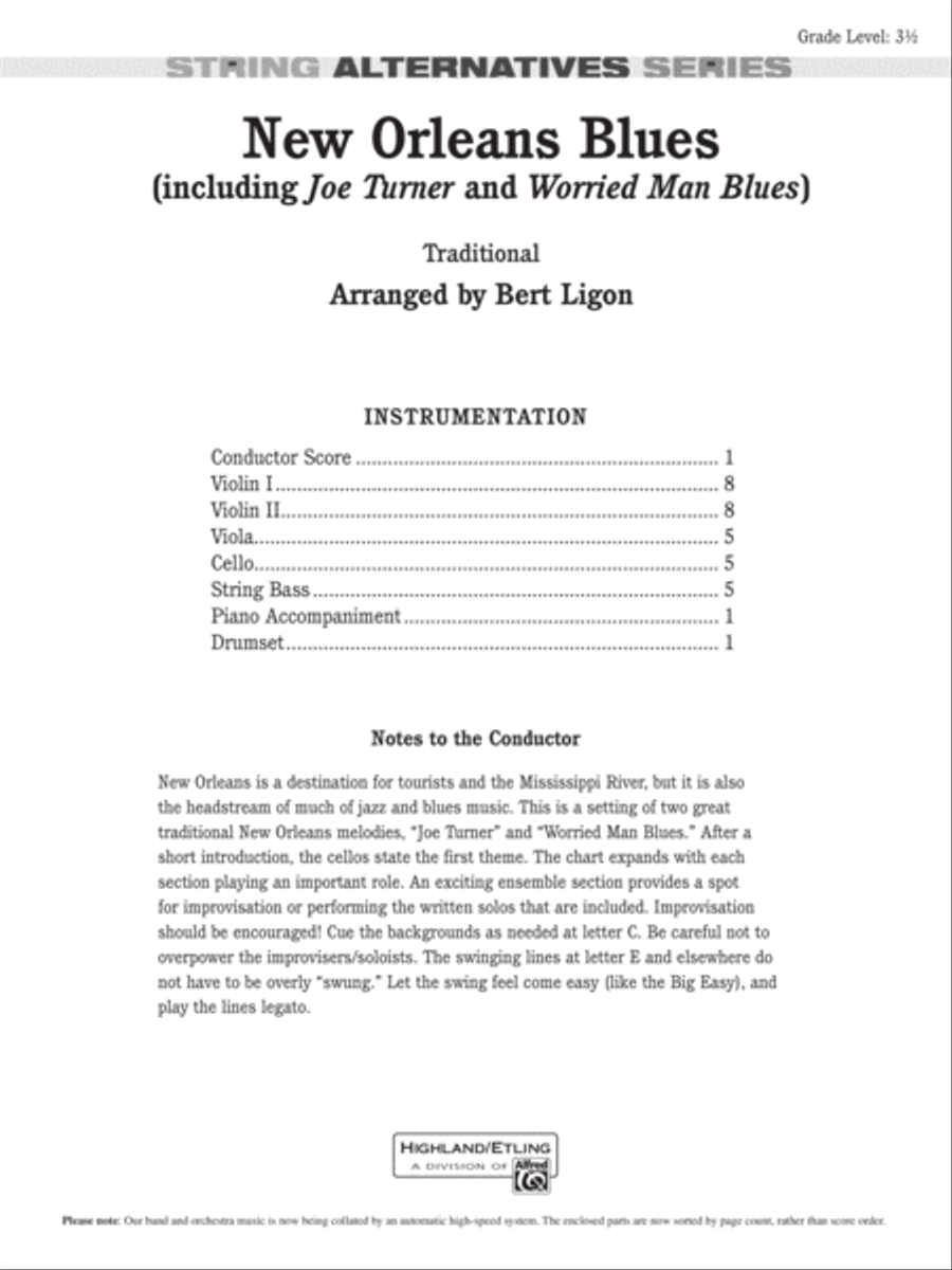 New Orleans Blues: Score String Orchestra scores gallery preview page 1