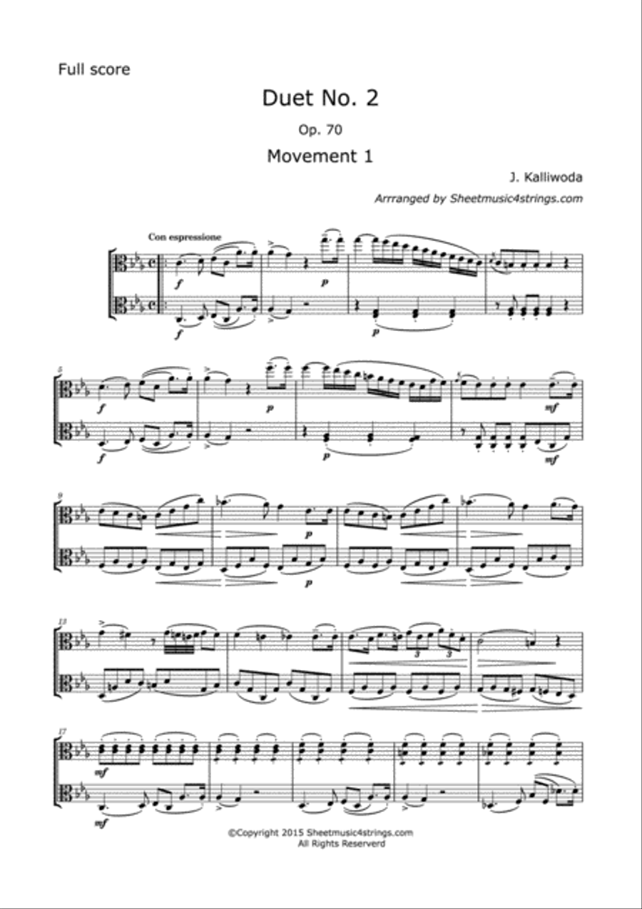 Kalliwoda, J. - Duet No.2, (All Mvts.) Op. 70 for Two Violas String Duet scores gallery preview page 2