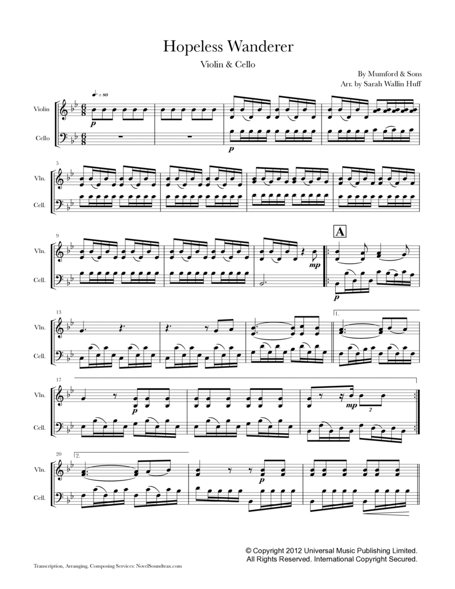Hopeless Wanderer String Duet scores gallery preview page 1