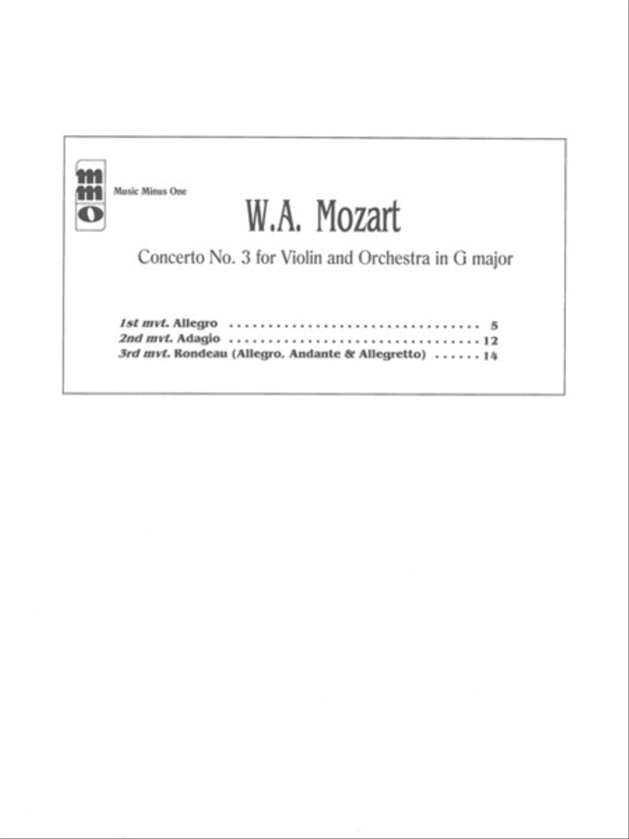 Mozart - Violin Concerto No. 3 in G Major, KV216 Violin Solo scores gallery preview page 2