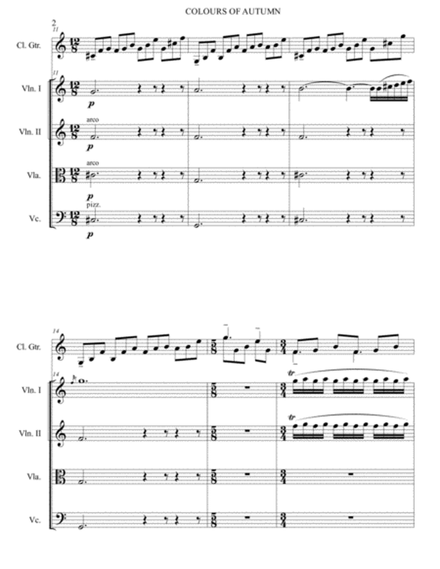 COLOURS OF AUTUMN - Guitar & String Quintet (Score & Parts) image number null
