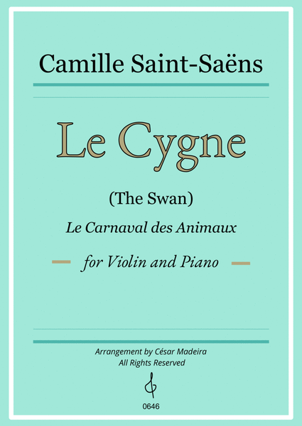 The Swan (Le Cygne) by Saint-Saens - Violin and Piano (Individual Parts) image number null