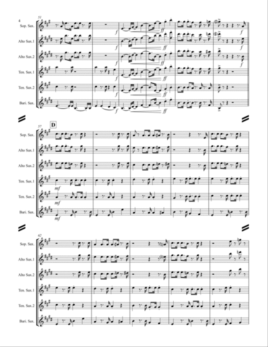 The Mexican Shuffle Saxophone Quintet scores gallery preview page 5