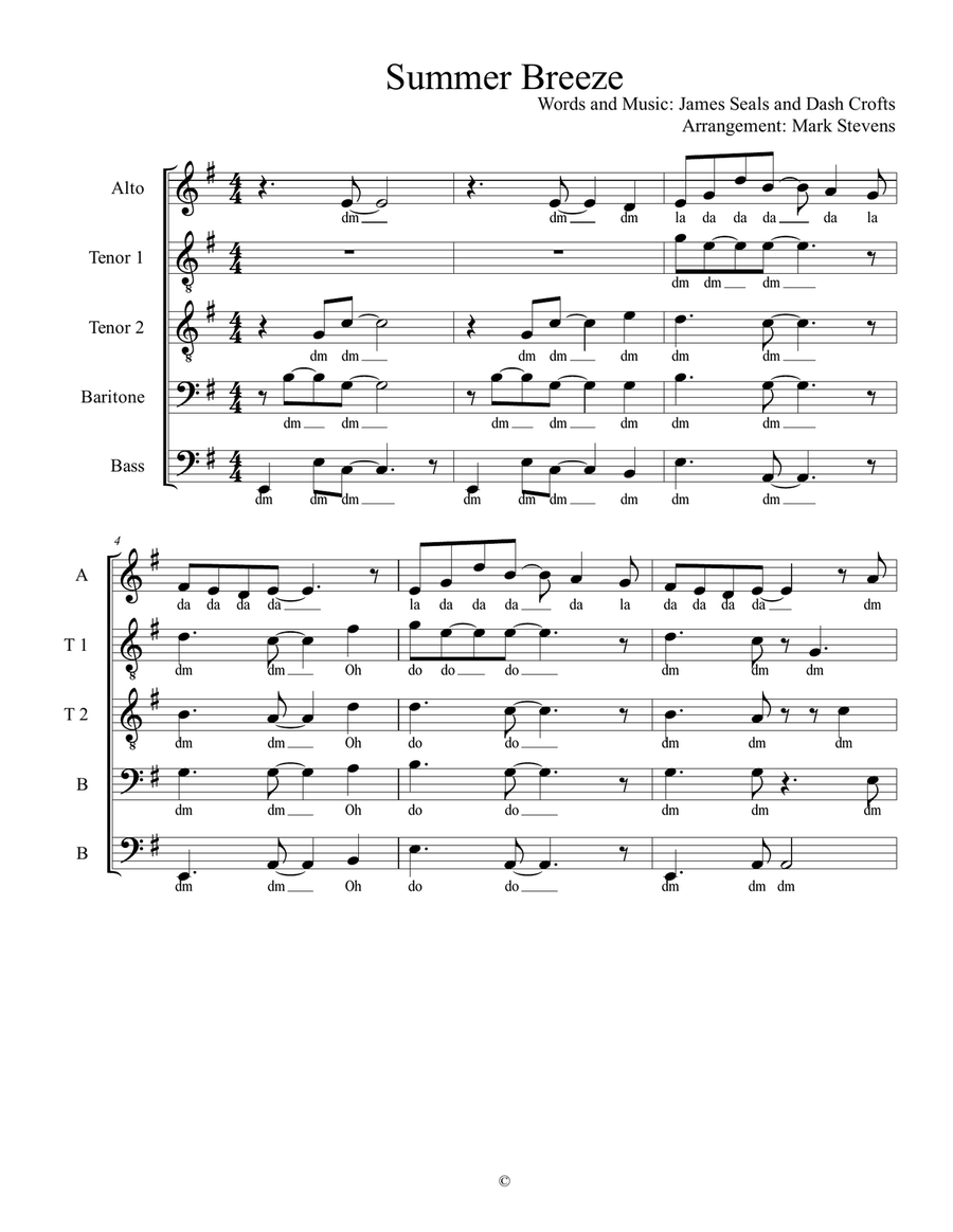 Summer Breeze Summer Breeze A Cappella scores gallery preview page 1